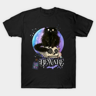 Black cat Magic Witch Tarot cards Beware potion witchy Witchcraft astrology Halloween T-Shirt